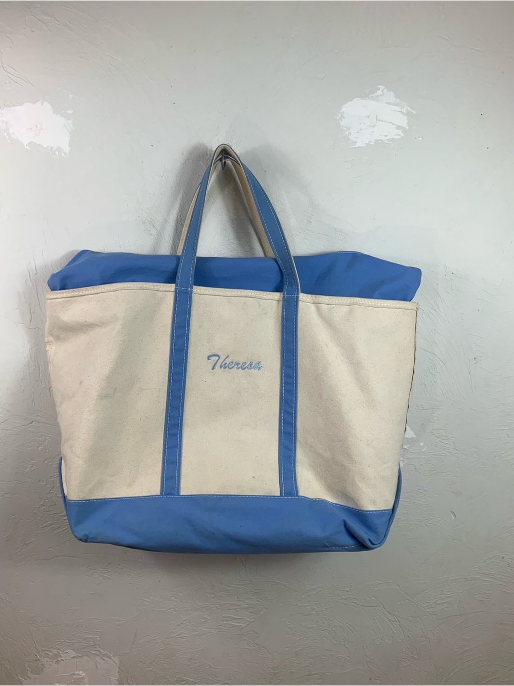 L.L. Bean Boat and Tote Extra Large XL Canvas Bag Zip Top Blue Heavy Duty - Picture 16 of 16